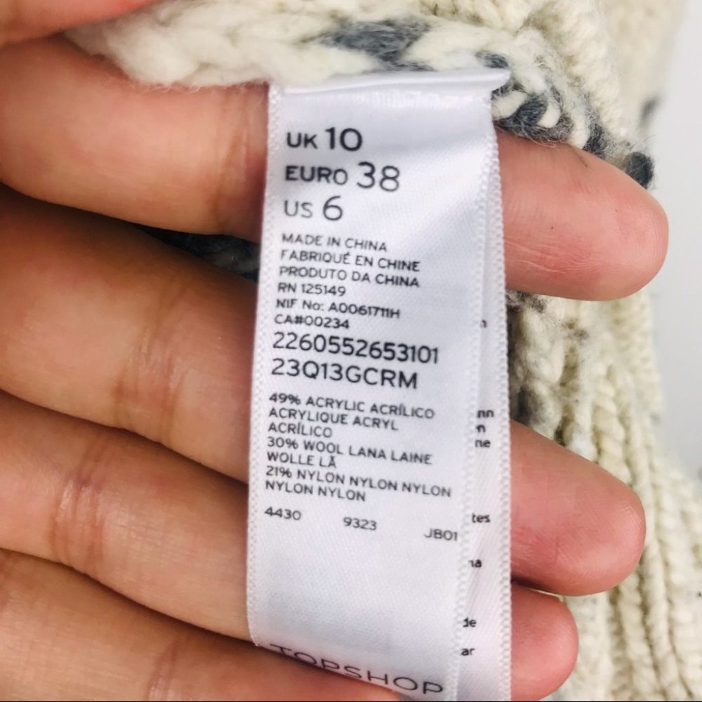 Topshop Wool Blend Knitted Oversized Button Up Sweater Cardigan  Women size 6 - Picture 13 of 16